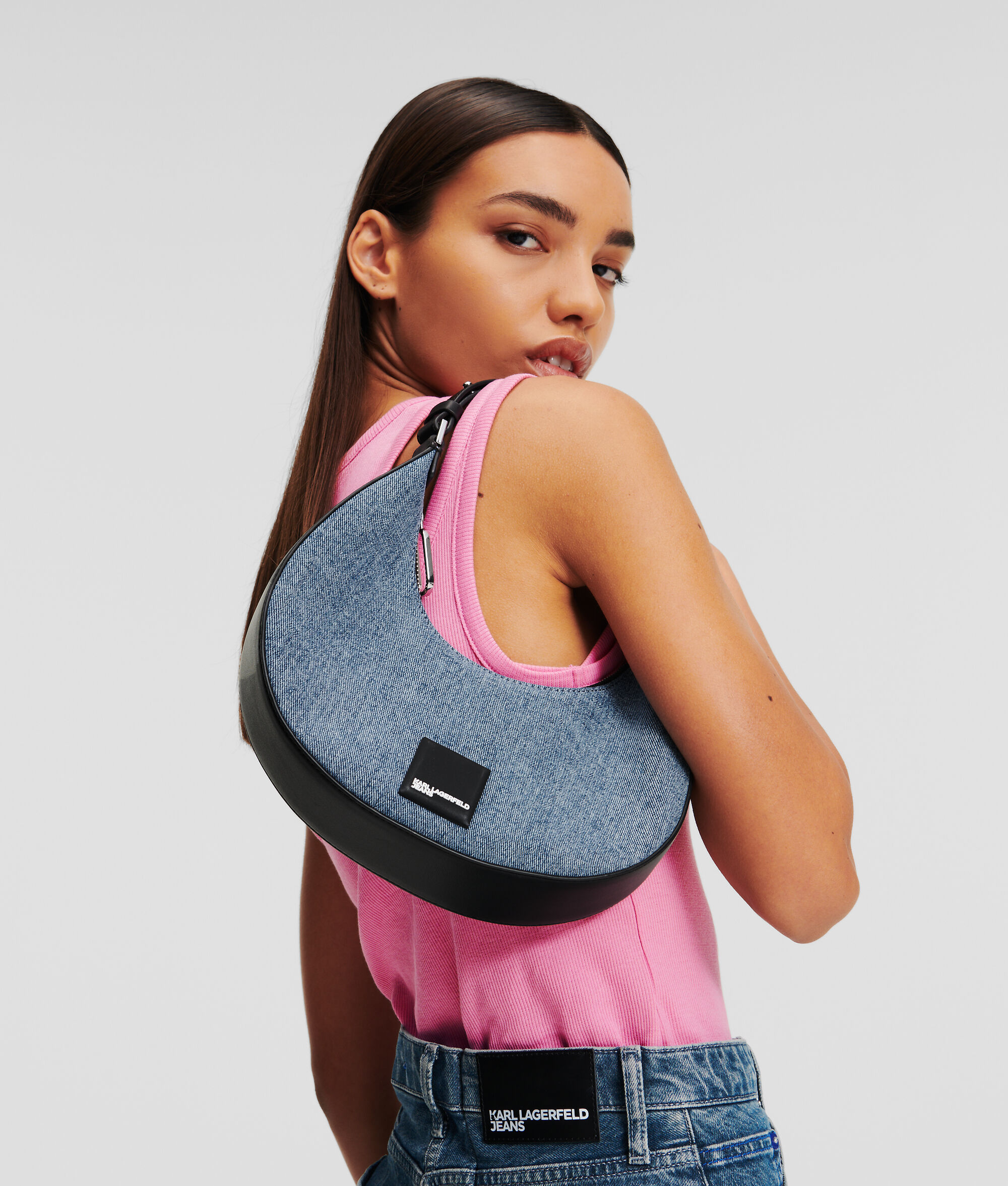 (image for) Charming KLJ Denim Small Half Moon Shoulder Bag